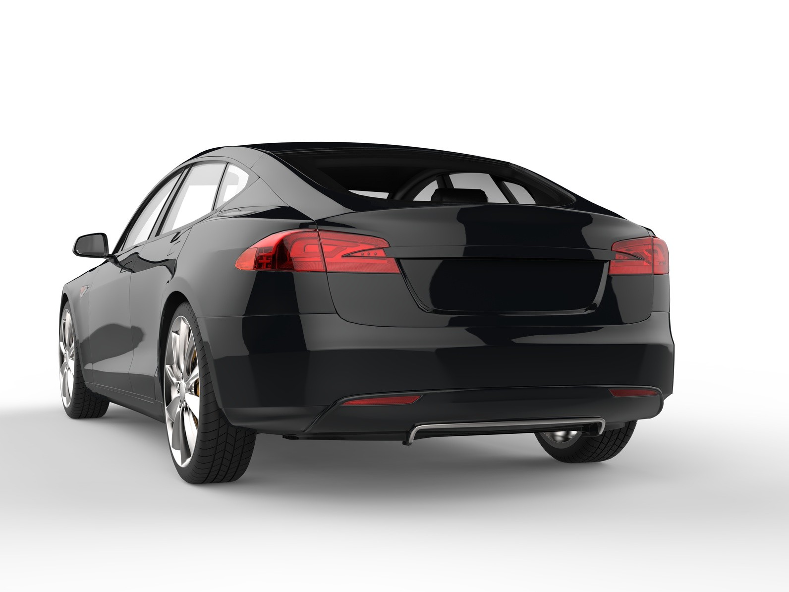 Awesome black electric business car - taillight view